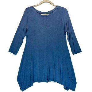 Soft Surroundings Top Size Medium Blue Tunic 3/4 Sleeve Jersey